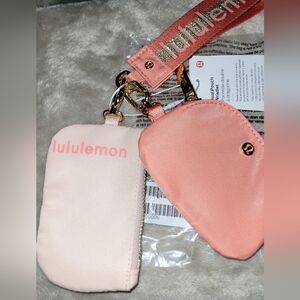 Lululemon Dual Pouch Wristlet Peaches & Cream Vibe With Gold Coral & Pink